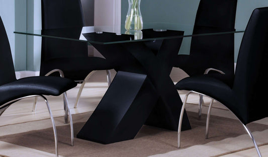 Pervis Dining Table in Black & Clear Glass