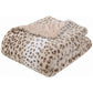 Printed Faux Rabbit Fur Throw, Lightweight Plush Cozy Soft Blanket, 60" x 70", Sand Leopard