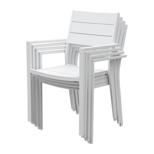 4 Pieces Outdoor Dining Chairs Aluminum Patio Stackable Dining Chairs for Deck or Indoor, Weather-Resistant No Assembly, White