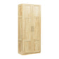 High wardrobe and kitchen cabinet with 2 doors and 3 partitions to separate 4 storage spaces, oak