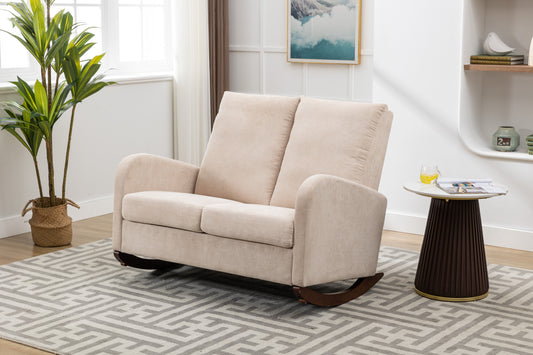 Rocking Chair Upholstered Mid Century Modern Rocker Oversized Wingback Armchair for Living Room