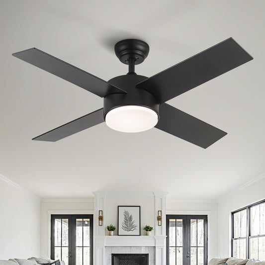 44 In Intergrated LED Ceiling Fan with Black ABS Blade