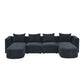 U Shape Sectional Sofa including Two Single Seats and Two Chaises, Modular Sofa, DIY Combination, Loop Yarn Fabric, Black