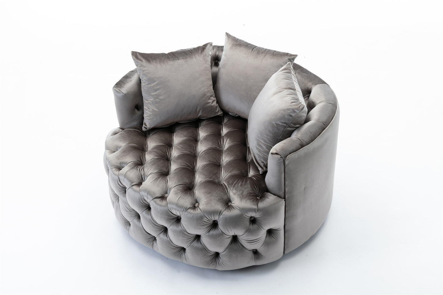 Modern Akili swivel accent chair barrel chair for hotel living room / Modern leisure chair Silver Grey