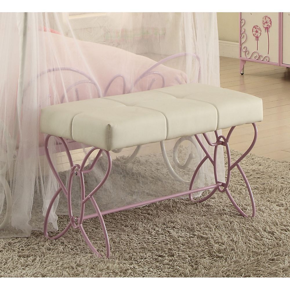 Priya II Bench in White & Light Purple