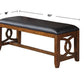Contemporary Walnut Finish 1x Bench Dining Room Furniture Cushion Black Faux Leather Upholstered Bench Only.