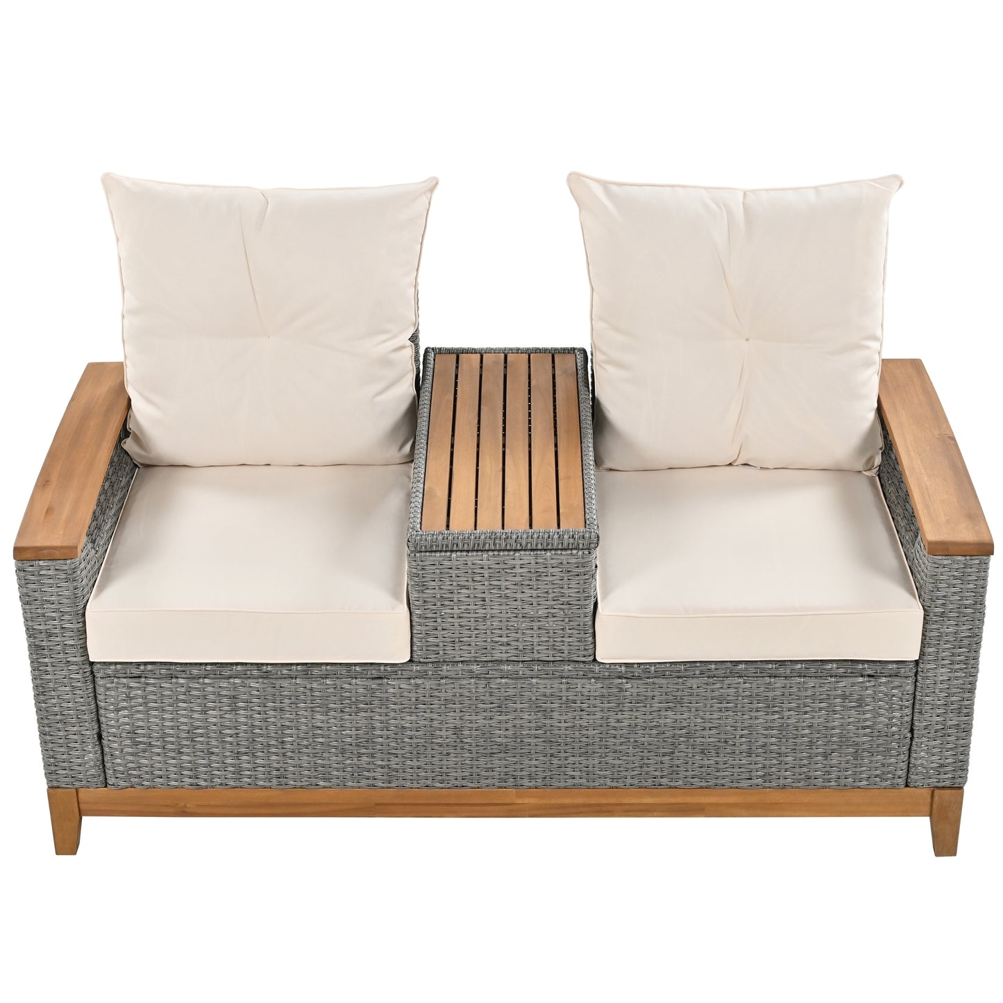 Outdoor Comfort Adjustable Loveseat, Armrest With Storage Space With 2 Colors, Suitable For Courtyards, Swimming Pools And Balconies, etc.
