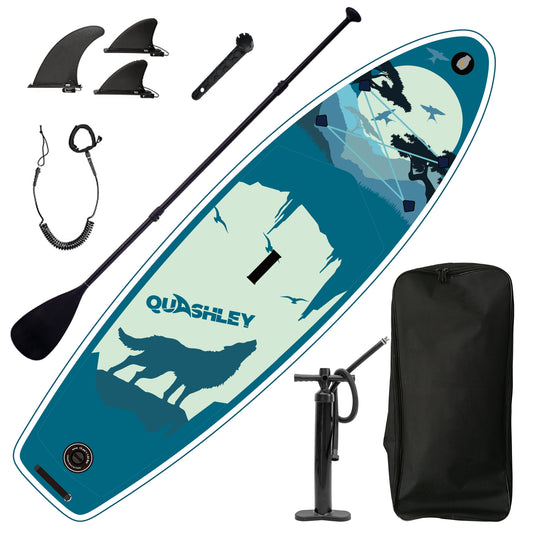 Inflatable Stand Up Paddle Board 9.9'x33"x5" With Premium SUP Accessories & Backpack, Wide Stance, Bottom Fin for Paddling, Paddle, Leash, Surf Control, Non-Slip Deck for Youth & Adult