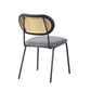 Light grey modern simple style dining chair PU leather black metal pipe PP back dining room furniture chair set of 4