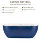 65" 100% Acrylic Freestanding Bathtubontemporary Soaking Tubhite inside and blue outside