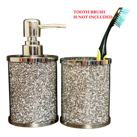 Ambrose Exquisite 2 Piece Soap Dispenser and Toothbrush Holder in Gift Box Bathroom Accessories