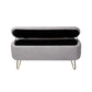 Grey Storage Ottoman Bench for End of Bed Gold Legs, Modern Grey Faux Fur Entryway Bench Upholstered Padded with Storage for Living Room Bedroom