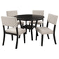 5-Piece Kitchen Dining Table Set Round Table with Bottom Shelf, 4 Upholstered Chairs for Dining Room (Espresso)