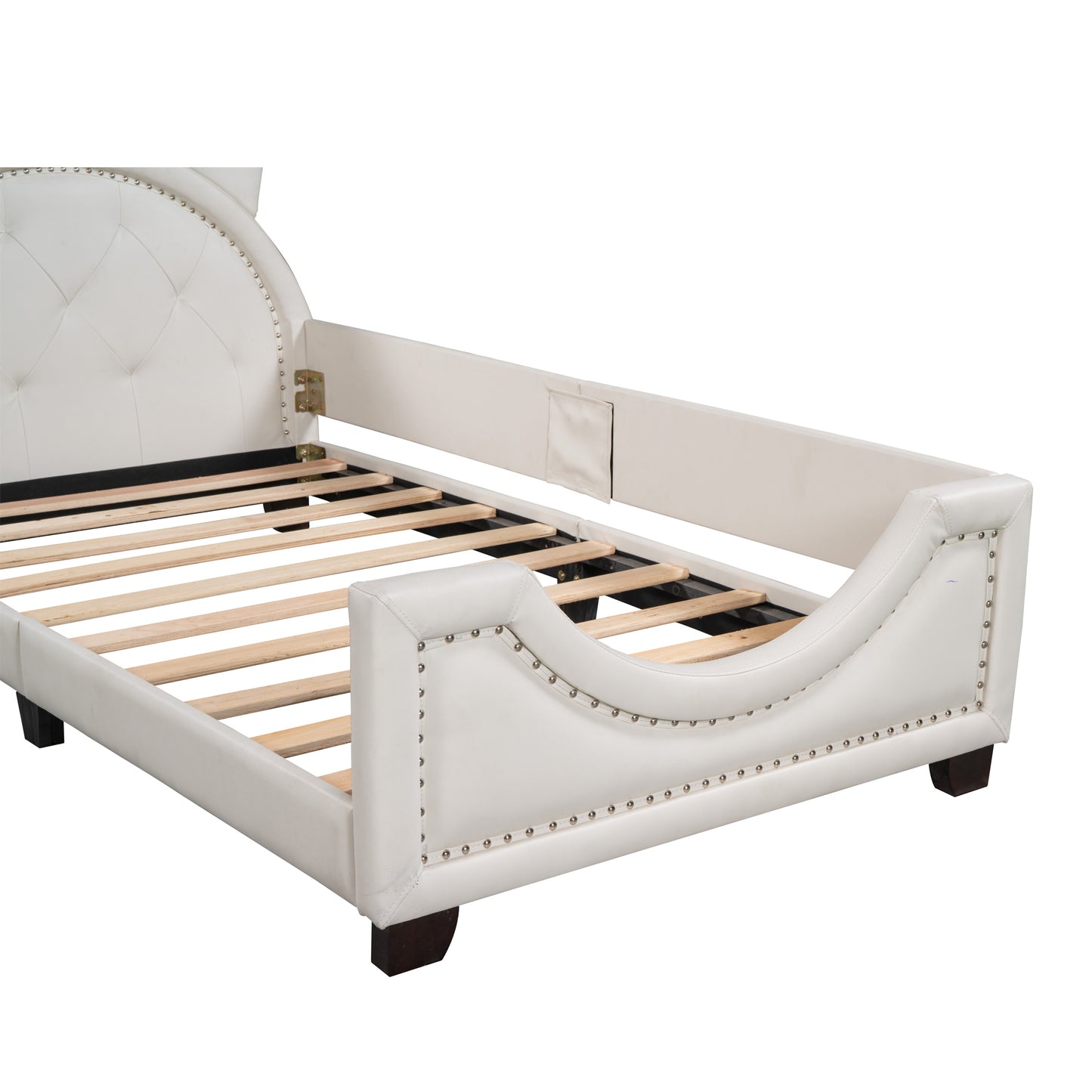 Twin Size Upholstered Daybed with Carton Ears Shaped Headboard, White