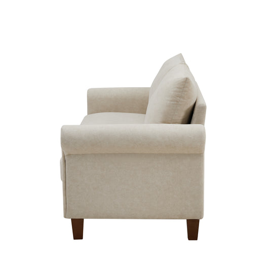 Beige Frosted Cat's Claw Three-Seater Fabric Sofa