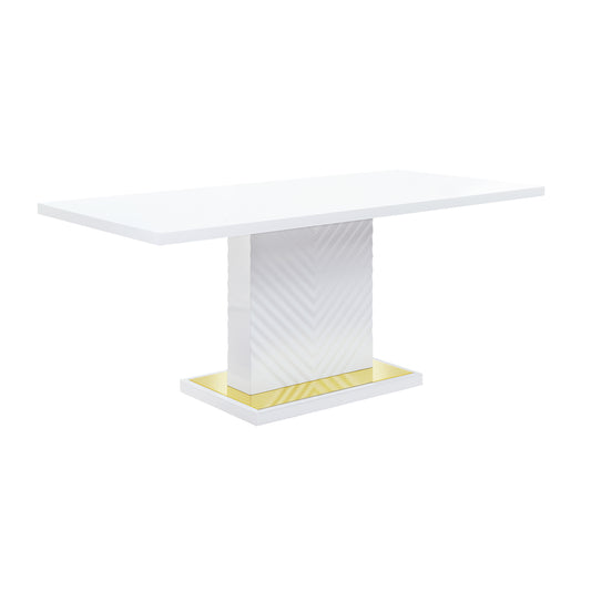 Gaines Dining Table, White High Gloss Finish