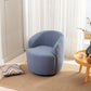 Teddy Fabric Swivel Accent Armchair Barrel Chair With Black Powder Coating Metal Ring, Light Blue