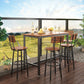 Bar Table Set with 4 Bar stools with backrest (Rustic Brown, 47.24" FanÂw x 23.62" FanÂd x 35.43" FanÂh)