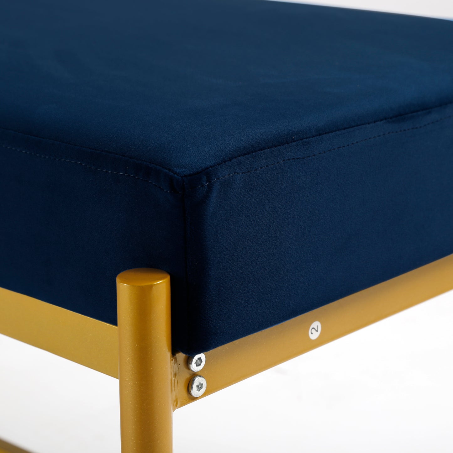 Long Upholstered Bench Navy Blue