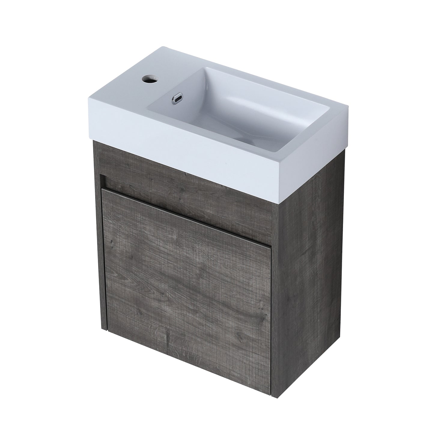 Small Bathroom Vanity With Sink, Float Mounting Modern Design With Soft Close Doors, 18x10-00518 PGO