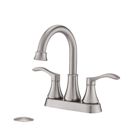 4 inches Centerset Bathroom Faucet 360" Swivel Spout, with Pop Up Drain - Brushed Nickel