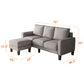 Modern Living Room Furniture L Shape Sofa with Ottoman in Light Grey Fabric