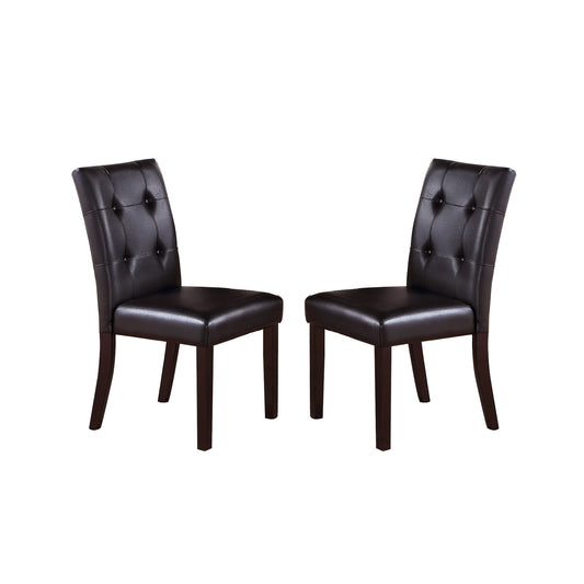 Leroux Upholstered Dining Chairs With Button Tufted, Dark Brown (Set of 2)