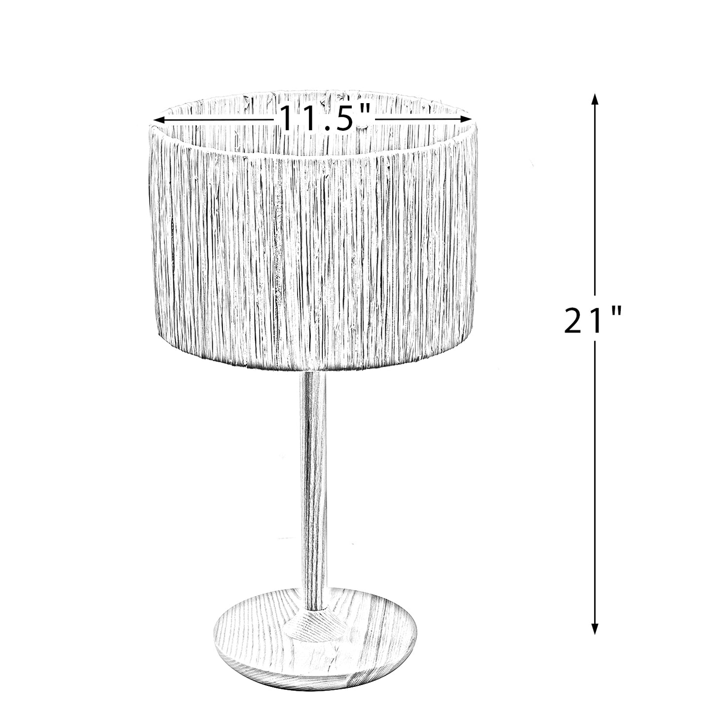 Thebae Solid Wood 21.3" Table Lamp with In-line Switch Control and Grass Made-Up Lampshade