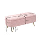 Pink Storage Ottoman Bench for End of Bed Gold Legs, Modern Grey Faux Fur Entryway Bench Upholstered Padded with Storage for Living Room Bedroom