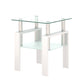 1-Piece Modern Tempered Glass Tea Table Coffee Table End Table, Square Table for Living Room, Transparent/White