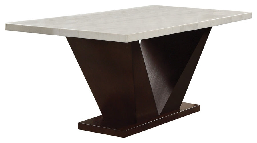 Forbes Dining Table in White Marble & Walnut