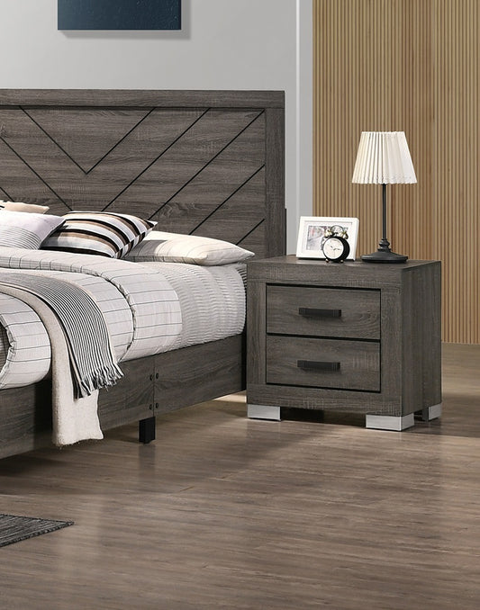 Bedroom Furniture Traditional Look Unique Wooden Nightstand Drawers Bed Side Table Grey