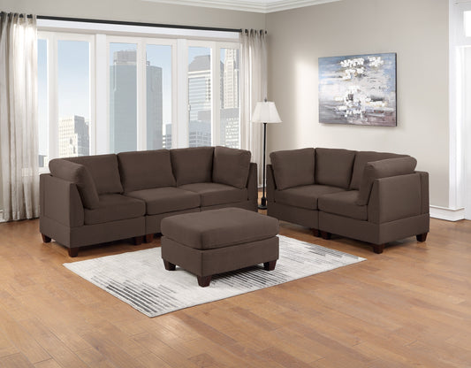 Living Room Furniture Sofa Set Armless Chair Ottoman And 4x Corner Sofa 6pc Set Black Coffee Linen Like Fabric