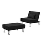 Modern Fabric Single Sofa Bed with Ottoman, Convertible Folding Futon Chair, Lounge Chair Set with Metal Legs .