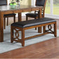 Contemporary Walnut Finish 1x Bench Dining Room Furniture Cushion Black Faux Leather Upholstered Bench Only.