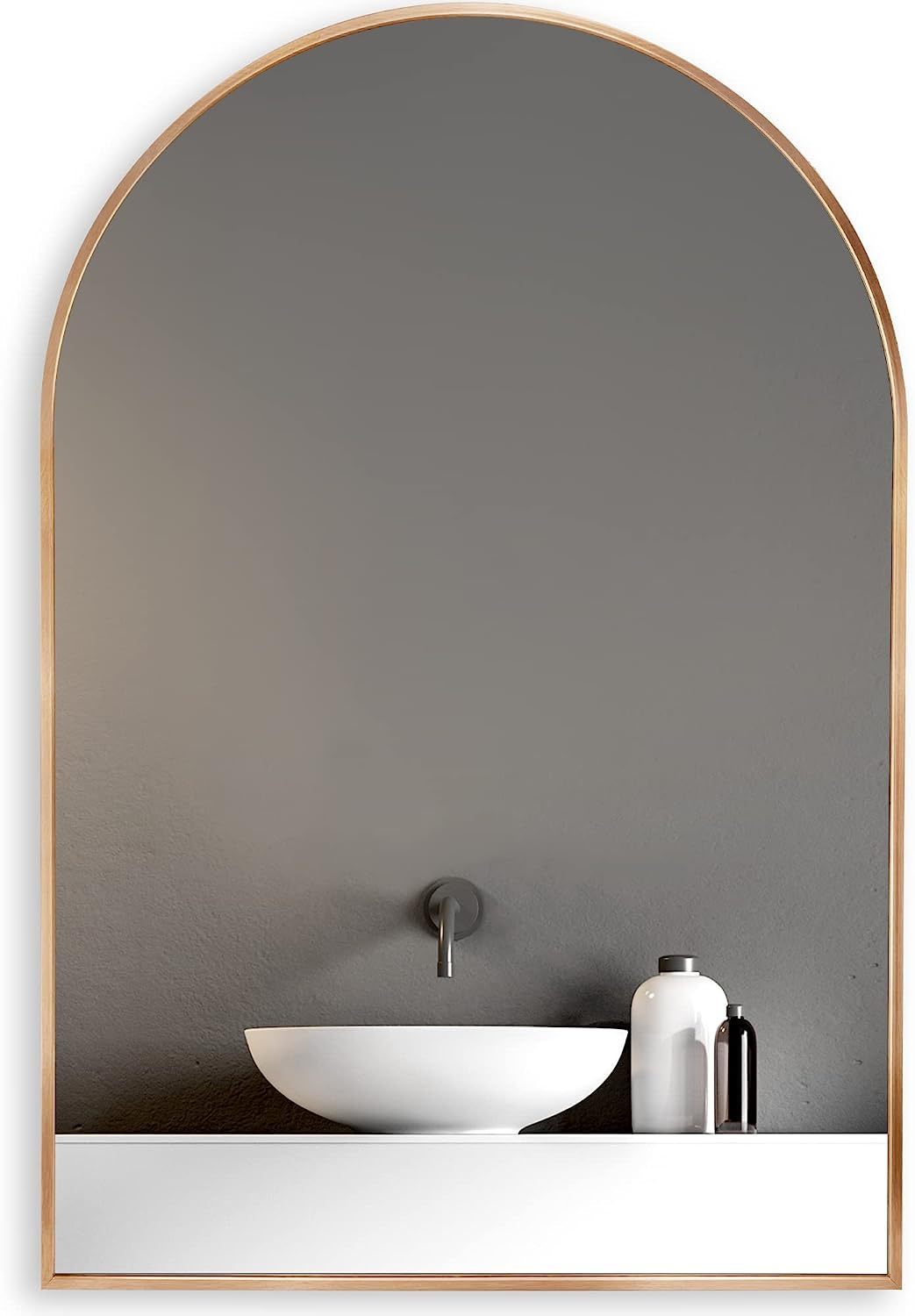 Wall Mirror 30"x20", Bathroom Mirror, Vanity Mirror, for Bathroom, Bedroom, Entryway, with Metal Frame, Modern & Contemporary Arch Top Wall Mirror (Gold)