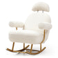Modern Sherpa Fabric Nursery Rocking Chair, Accent Upholstered Rocker Glider Chair for Baby and Kids, Comfy Armchair with Gold Metal Frame, Leisure Sofa Chair for Nursery/Bedroom/Living Room/Office, Beige