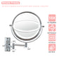 8-inch Wall Mounted Makeup Vanity Mirror, 3 colors Led lights, 1X/10X Magnification Mirror, 360 degree Swivel with Extension Arm (Chrome Finish)