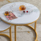 Modern Nesting coffee table, golden metal frame with marble color top-23.6"