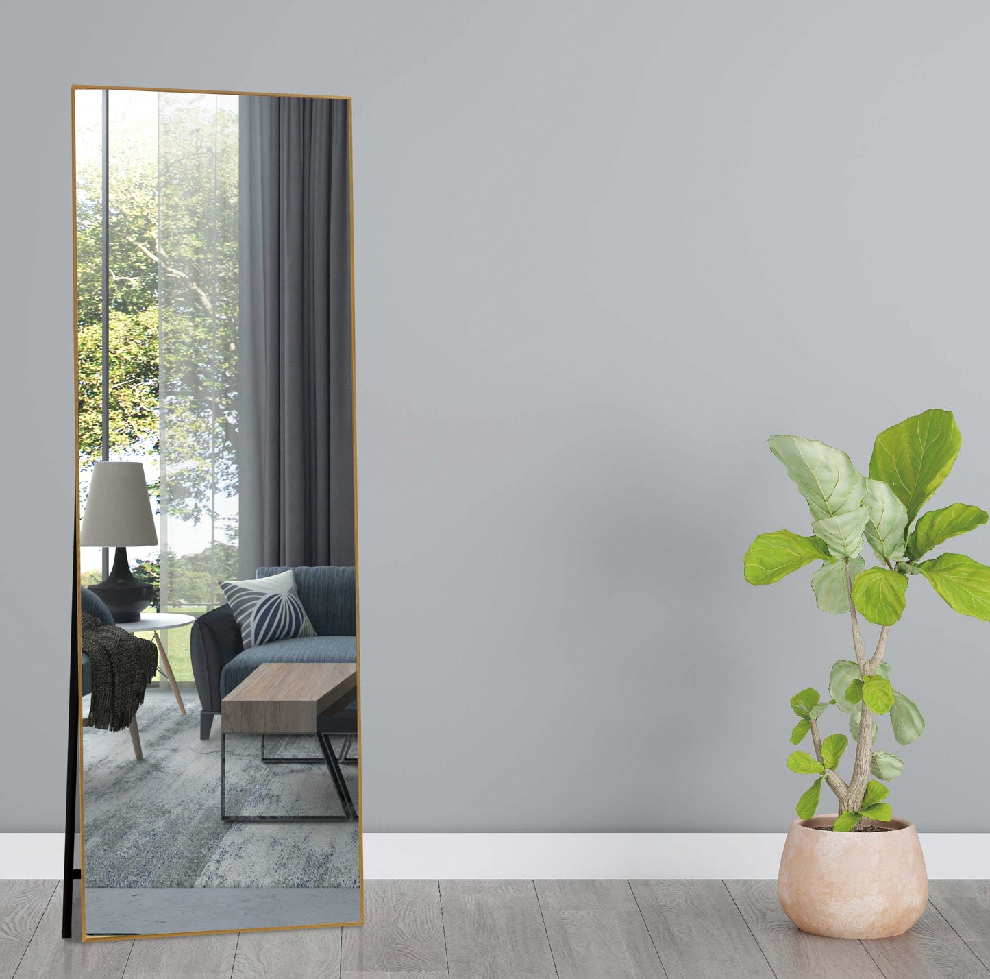 Gold 65 x 22 In Metal Stand full-length mirror