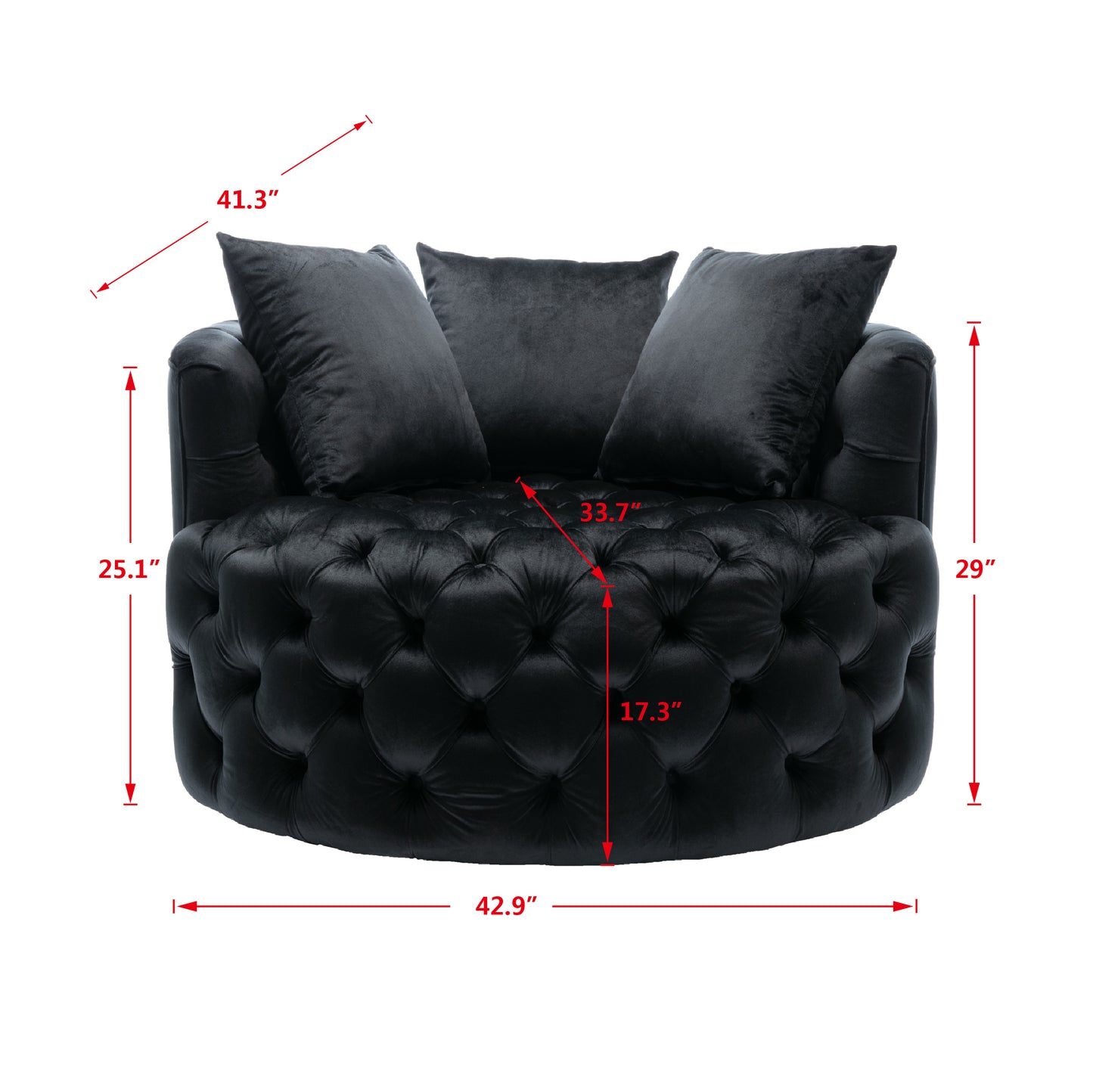 Modern Akili swivel accent chair barrel chair for hotel living room / Modern leisure chair Black