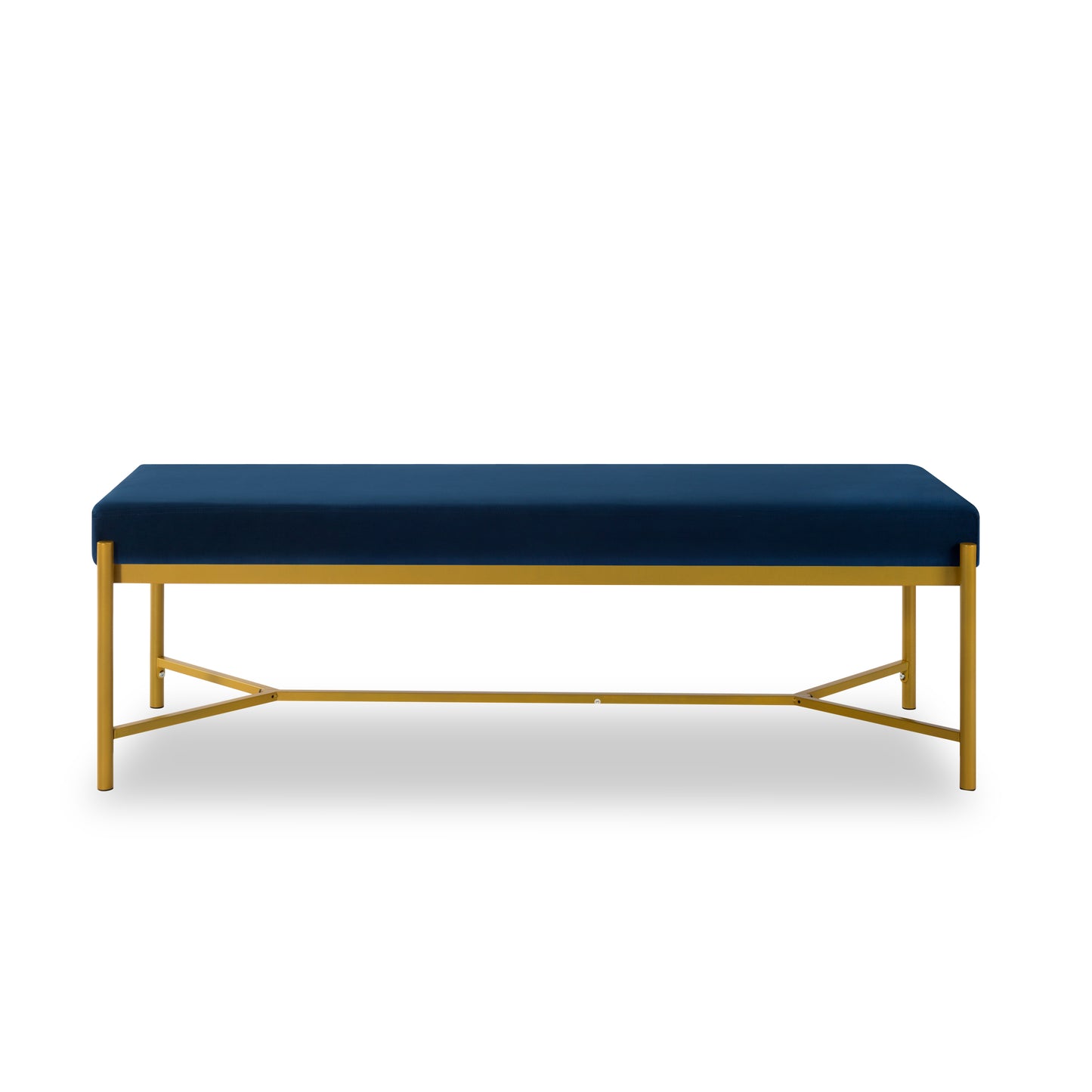 Long Upholstered Bench Navy Blue