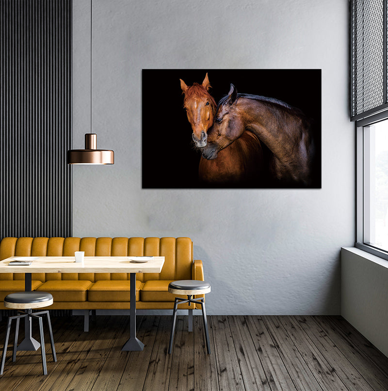 " Horses Caressing" Acrylic Wall Art (32" H X 48" W)