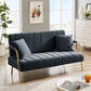 Modern and comfortable Dark Grey Australian cashmere fabric sofa, comfortable loveseat with two throw pillows