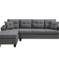sectional sofa left with footrest, convertible corner sofa with armrest storage, sectional sofa for living room and apartment, chaise longue left (grey)