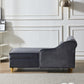 Modern Upholstery Chaise Lounge Chair with Storage Velvet (Grey)