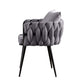 Pure Purple Modern Velvet Dining Chairs Set of 2 Hand Weaving Accent Chairs Living Room Chairs Upholstered Side Chair with Black Metal Legs for Dining Room Kitchen Vanity Living Room