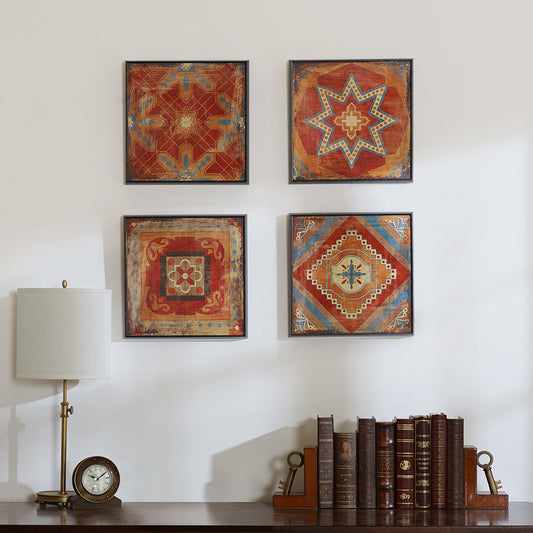Moroccan Tile 4-piece Framed Art Set
