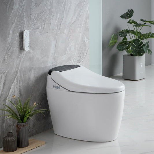 Bidet Toilet with Remote Control, Smart Bidet Toilet Seat with AUTO Open&Close and Remote Control, Smart Toilet with Kid Wash,Lady Care Wash,Nozzle Self-cleaning