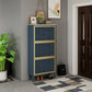 3 Metal Door Shoe Rack, Freestanding Modern Shoe Storage Cabinet, Metal rattan, for Entryway
